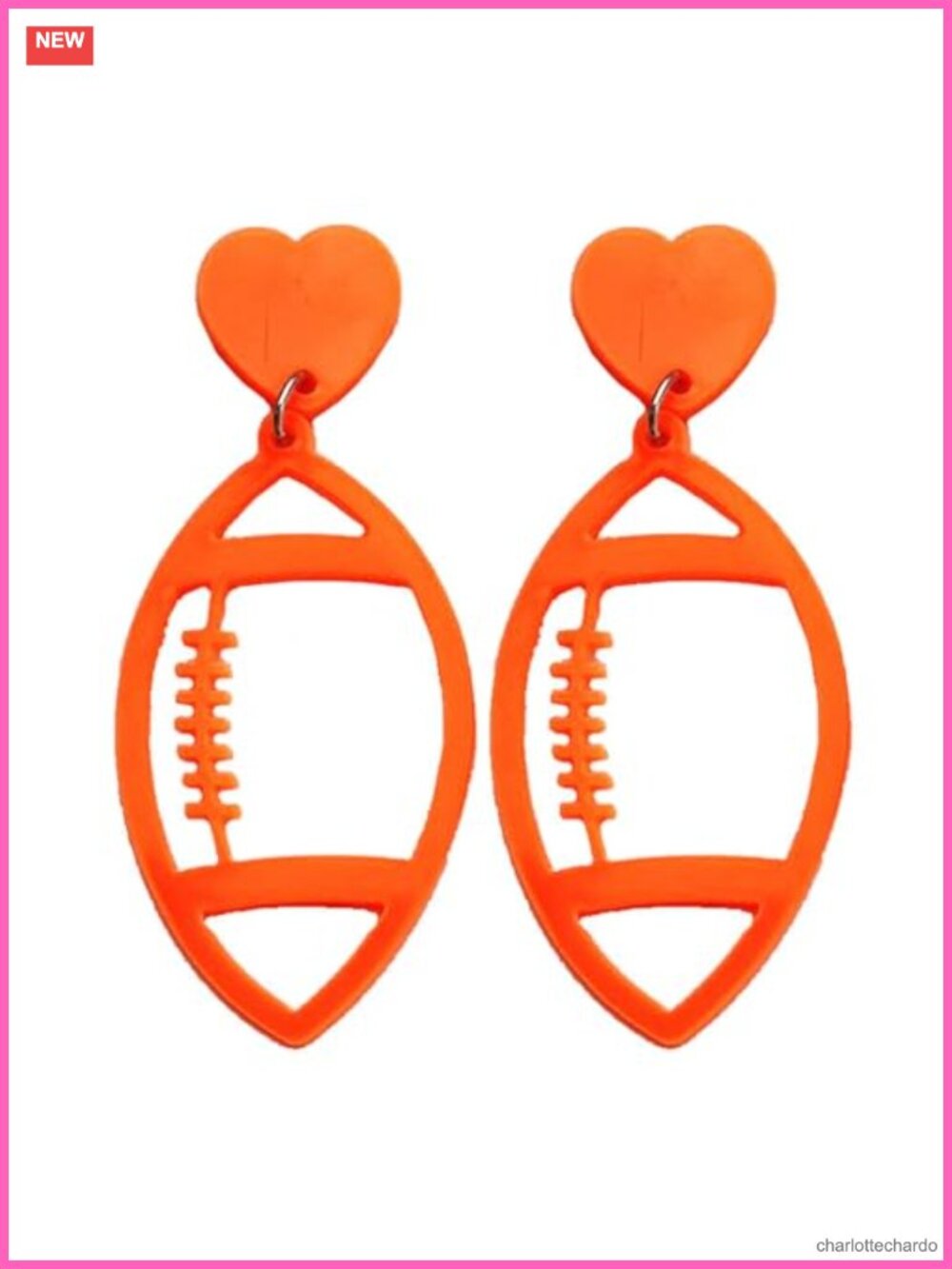 Hollow Football Dangle Drop Earrings Alloy Resin French Wire Women Sports